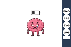 Tired low battery brain character vector illustration with s Product Image 1
