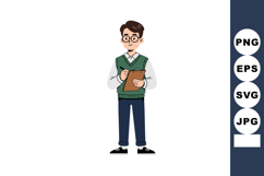 Young man writing on clipboard standing in casual outfit wit Product Image 1