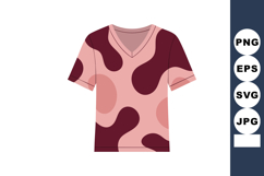 Pink and burgundy abstract pattern v neck t shirt vector ill Product Image 1