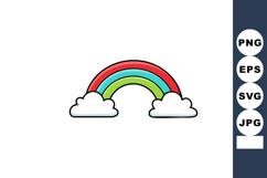 Rainbow with Red Blue and Green Arches and White Clouds Vect Product Image 1
