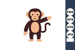Cute cartoon monkey character waving hand vector illustratio Product Image 1