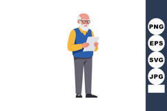 Elderly man reading a tablet digital device wearing glasses Product Image 1
