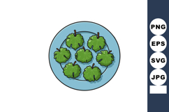 Green grape leaves on blue plate vector illustration with to Product Image 1