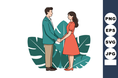 Couple holding hands standing in front of tropical leaves ve Product Image 1
