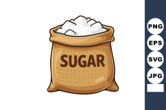 Sack of sugar with white granules illustration in cartoon st Product Image 1