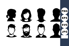 Silhouette Male Female Heads Hairstyles Icons Vector Product Image 1