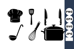Kitchen Cooking Utensils Chef Hat Vector Illustration Product Image 1