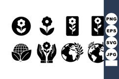 Flower Earth Nature Ecology Environment Icons Set Product Image 1
