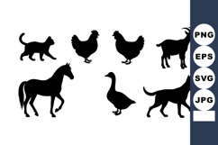 Common Farm Animal Silhouettes Vector Illustration Product Image 1