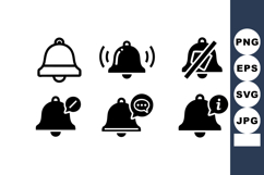 Notification Bell Icon Set Vector Illustrations Product Image 1