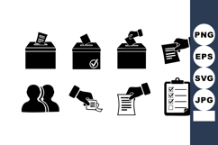 Voting Ballot Box Checklist Hand Silhouettes Product Image 1