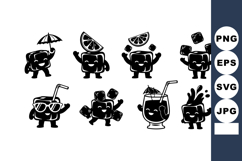 Cute Ice Cube Characters With Lemon Umbrella Product Image 1