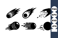 Black Silhouette Comet Shapes Vector Illustration Product Image 1