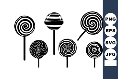 Black White Spiral Lollipops Swirl Candy Vector Illustration Product Image 1