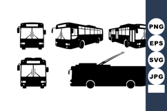 Public Transit Bus Vector Silhouette Collection Product Image 1