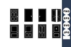 Black Silhouette Door Vector Set Open Closed Styles Product Image 1
