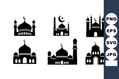 Islamic Mosque Silhouette Vector Design Pack Product Image 1