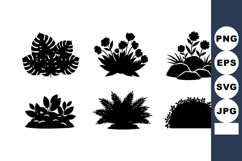 Tropical and Garden Plants Silhouettes Vector Product Image 1