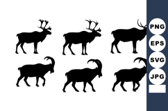 Silhouette Caribou and Goat Animals Vector Illustration Product Image 1