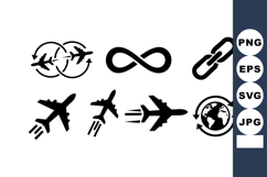 Airplane Icons Global Travel Connection Vector Product Image 1