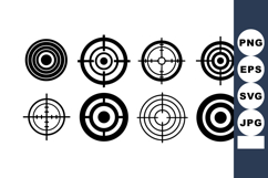 Black Target Icons Set with Circles and Crosshair Lines Product Image 1