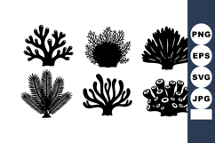 Black Silhouette Coral Shapes Vector Set Product Image 1