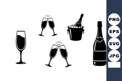 Champagne Bottle Glass Bucket Clinking Glasses Vector Product Image 1