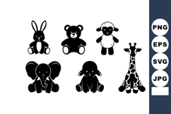 Cute Animal Silhouettes Bunny Bear Sheep Elephant Dog Giraff Product Image 1