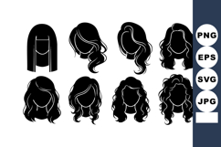 Vector Female Hairstyles Silhouettes Set Product Image 1