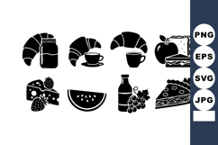 Breakfast Food Icons Set Vector Illustration Product Image 1