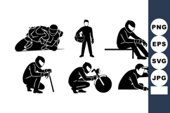 Motorcycle Racer Helmet Pit Stop Silhouettes Vector Product Image 1