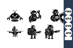 Futuristic Robot Icons Wrench Shield Drone Product Image 1