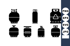 Gas Cylinder Silhouettes Various Sizes Vector Icons Product Image 1