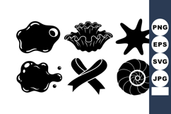 Black Silhouette Sea Creature Icon Collection Vector Product Image 1