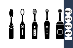 Electric Toothbrushes Collection Vector Silhouettes Product Image 1
