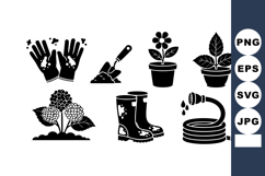Gardening Gloves Shovel Flower Pot Vector Product Image 1