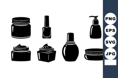 Black Silhouette Cosmetic Containers Vector Illustration Product Image 1