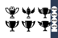 Black White Sports Trophy Cup Icons Vector Product Image 1