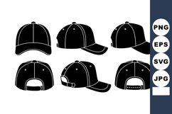 Baseball Cap Vector Set Front Side Back Profile Product Image 1