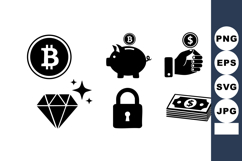 Bitcoin Cryptocurrency Icon Set Vector Illustration Product Image 1