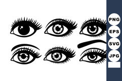 Black and White Female Eyes Vector Illustration Set Product Image 1