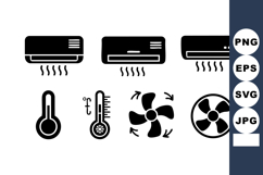Air Conditioner Fan Icons Cooling Symbols Vector Product Image 1