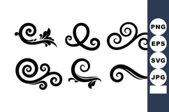 Black Ornamental Swirl Decorative Vector Elements Set Product Image 1