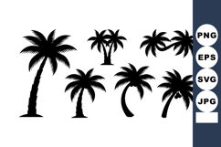 Black Palm Tree Silhouettes Tropical Vector Set Product Image 1