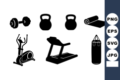 Gym Equipment Set Dumbbell Kettlebells Vector Product Image 1