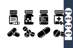 Medicine Pill Bottles Capsules Tablets Vector Product Image 1