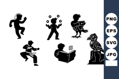Silhouette People Dancing Juggling Reading Vector Product Image 1