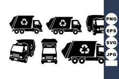 Garbage Truck Vector Set Recycling Icons Product Image 1