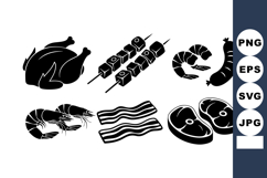 Various Types Meat Food Vector Illustration Product Image 1