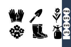 Gardening Gloves Shovel Flower Boots Watering Can Vector Product Image 1